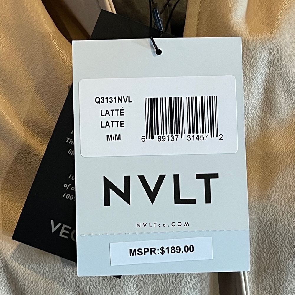 NWT NVLT Vegan Leather Trucker Jacket - Latte - Medium, Large or XL - Picture 3 of 5